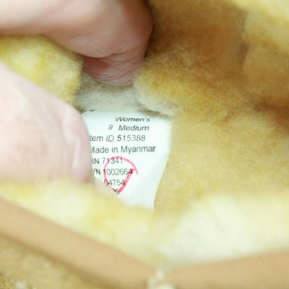 LL Bean Brown Suede Wicked Good Shearling Lined Slipper Ankle Boots Size 9 M - Picture 8 of 9